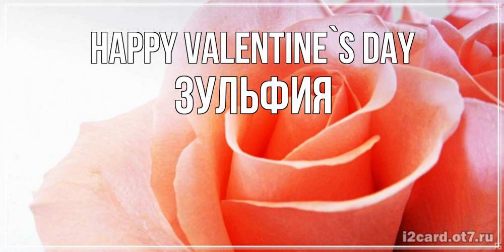 Greetings card с именем, Зульфия Happy Valentine`s Day открытка на день Святого Валентина с розовой розой Greetings with text for free download 